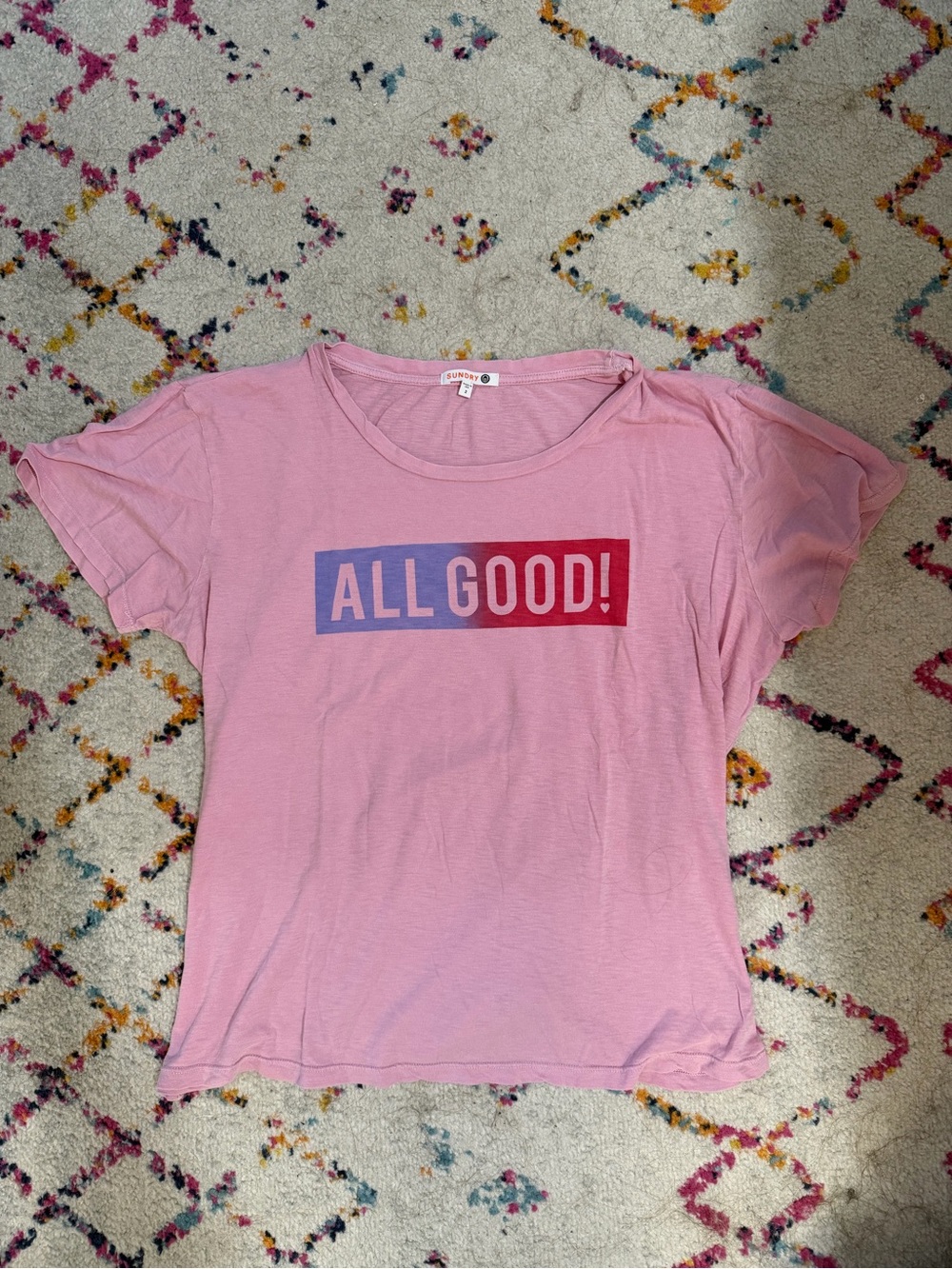 Sundry Pink Tee with Two-Tone "ALL GOOD!" Graphic